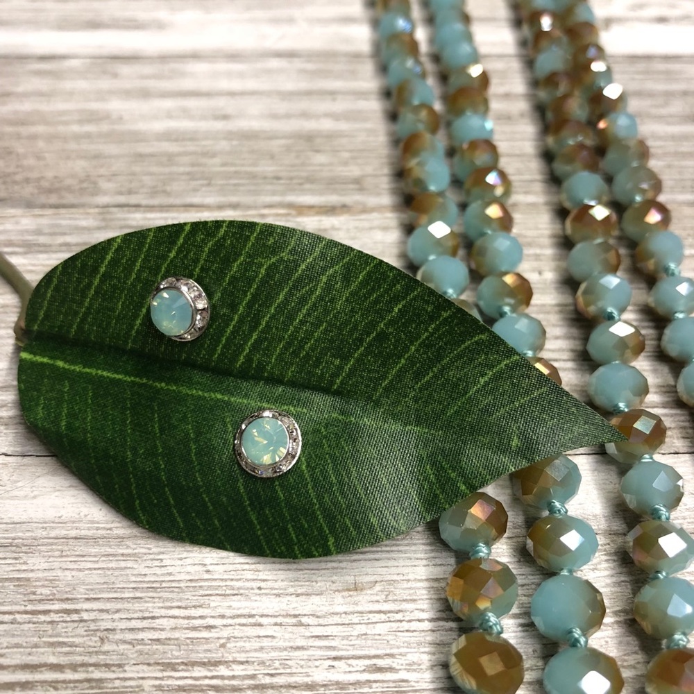 Glass Bead Necklace & Earrings Set